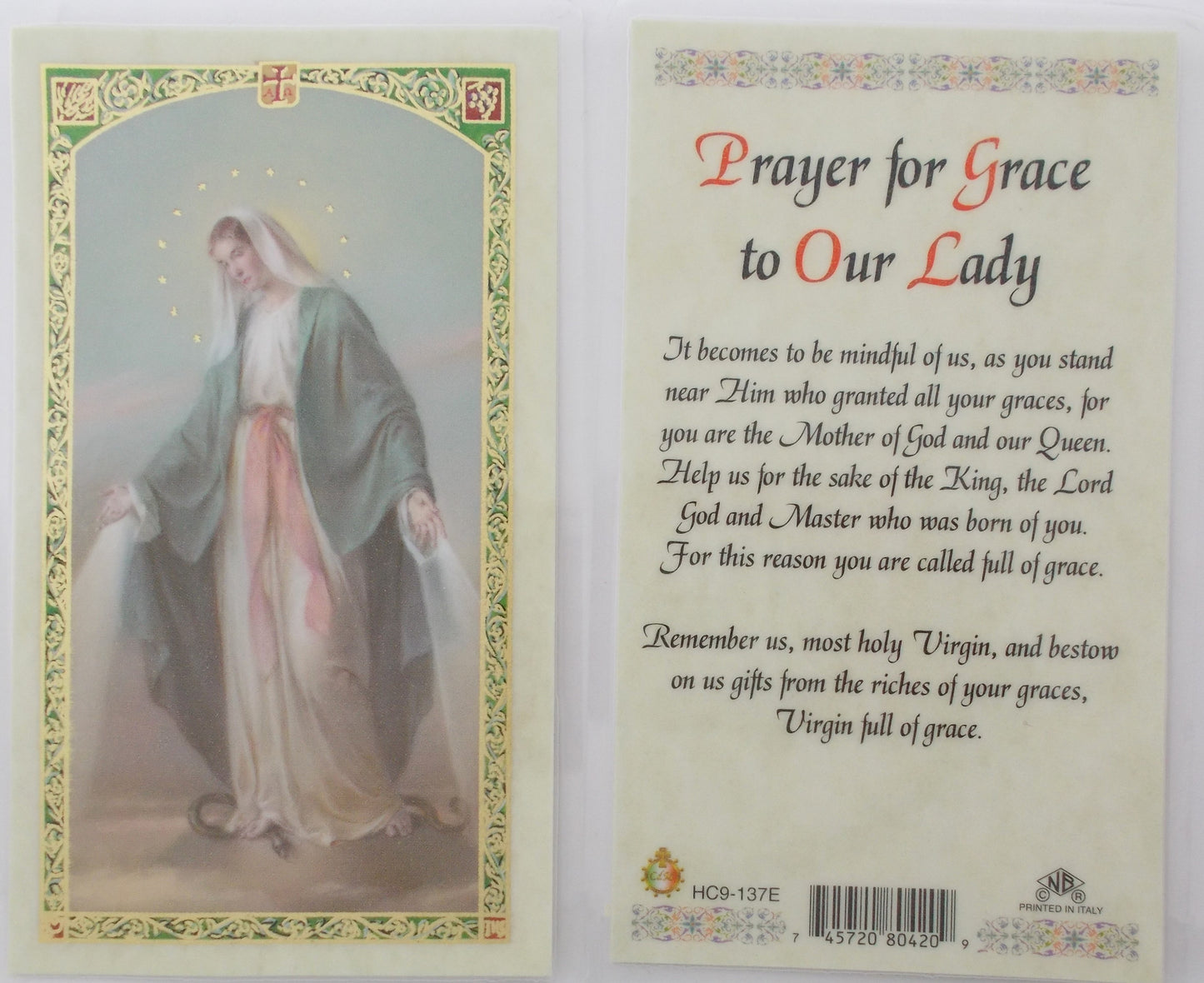 Laminated - Our Lady of Grace