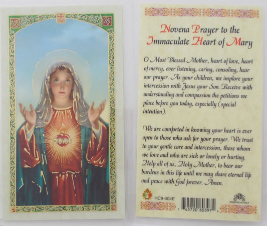 Laminated - Immaculate Heart of Mary - Novena Prayer