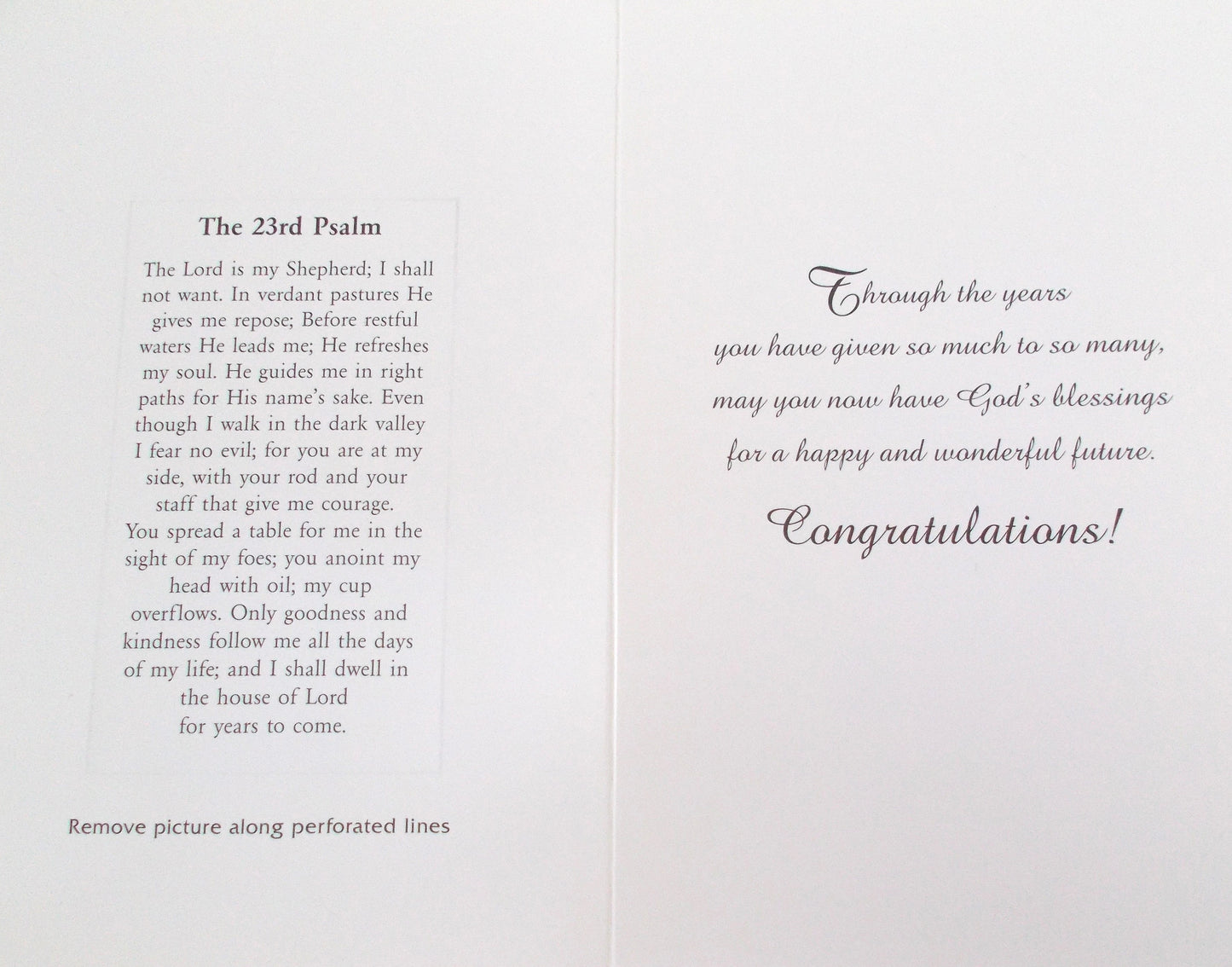 Retirement Greeting Card - Jesus - with 23rd Psalm Removable Prayercard
