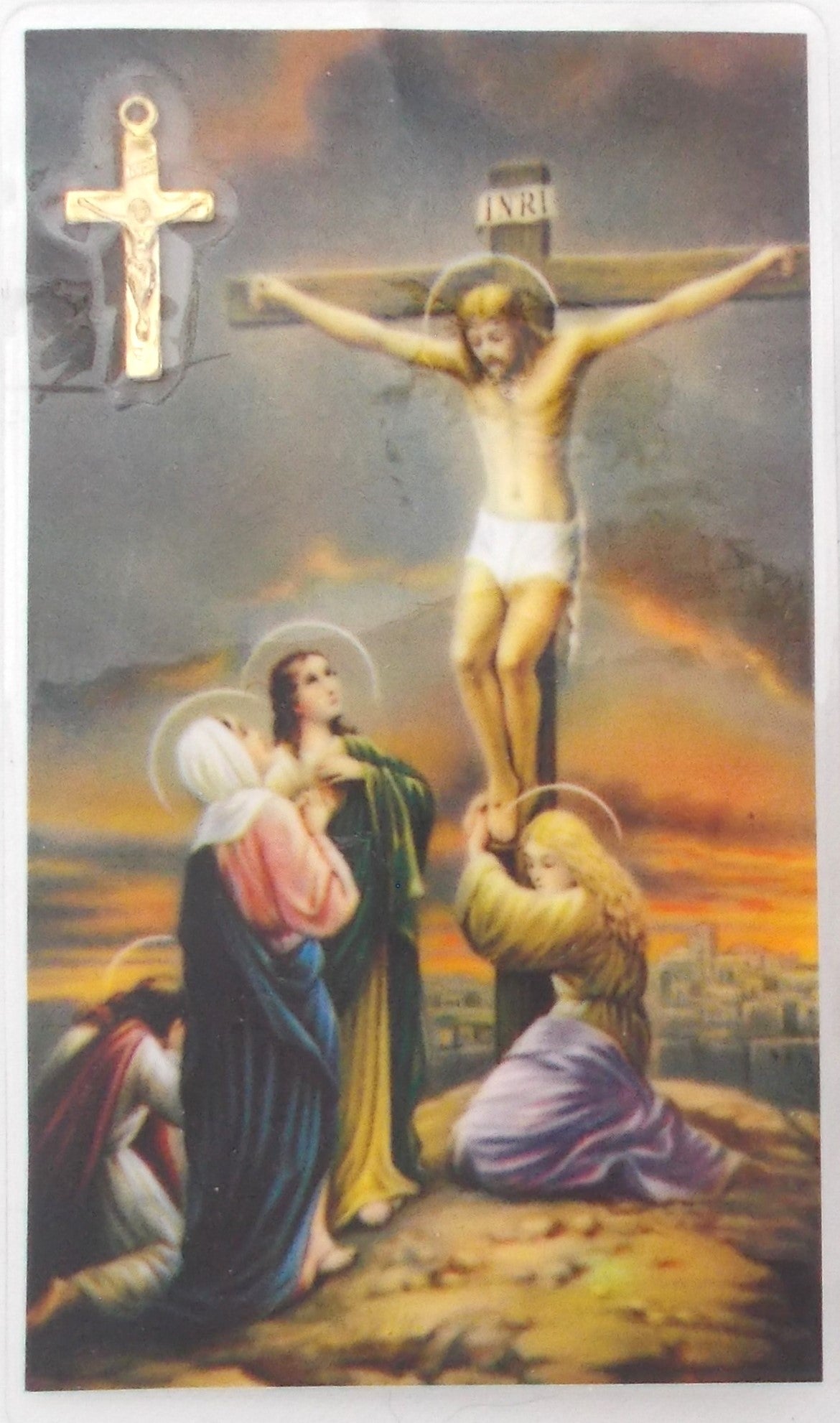 Laminated with Crucifix Medal - Stations of the Cross