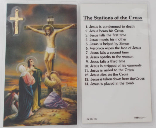 Laminated with Crucifix Medal - Stations of the Cross