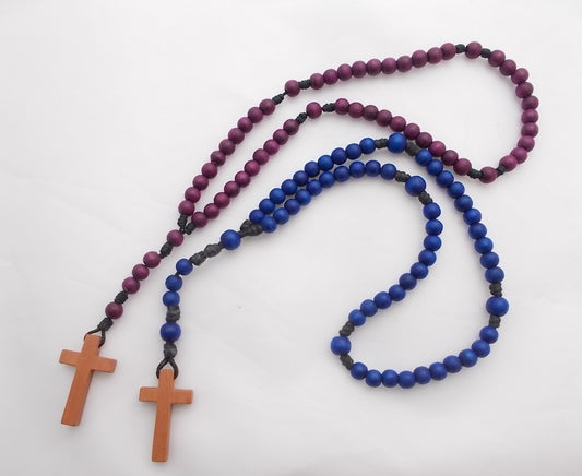 Rosary - Black Cord with Small Wood Beads