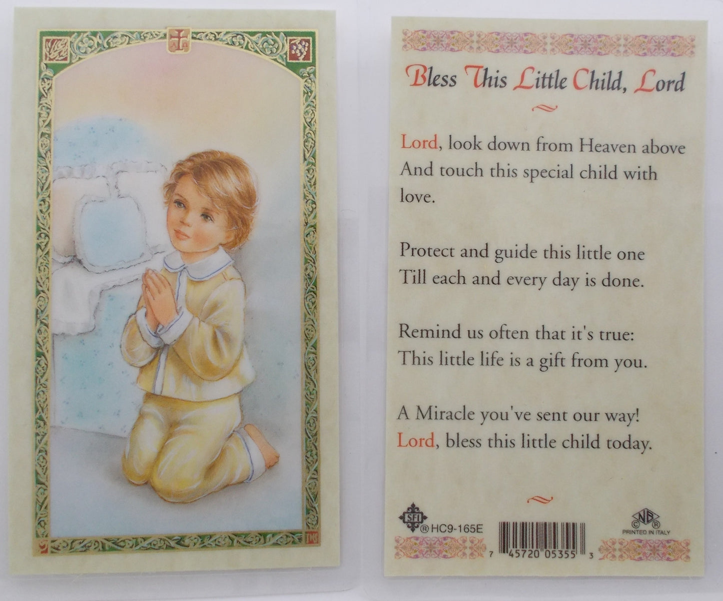 Laminated - Praying Child - Bless this Little Child, Lord