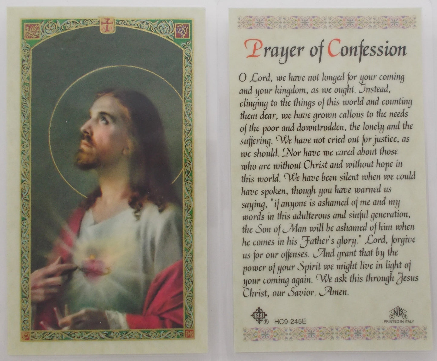 Laminated - Sacred Heart of Jesus - Prayer of Confession