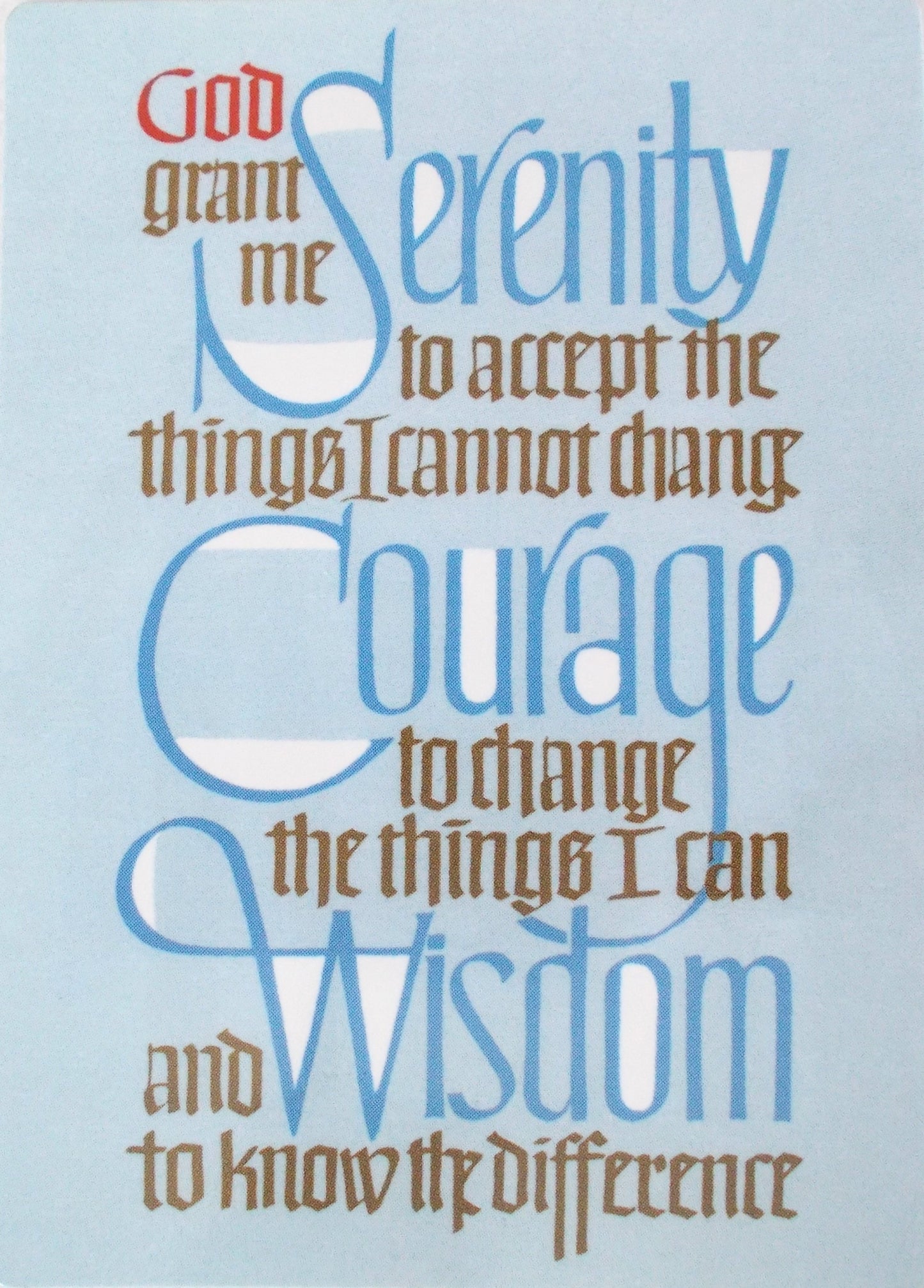 Serenity Prayer - Coated Cardstock Prayercard