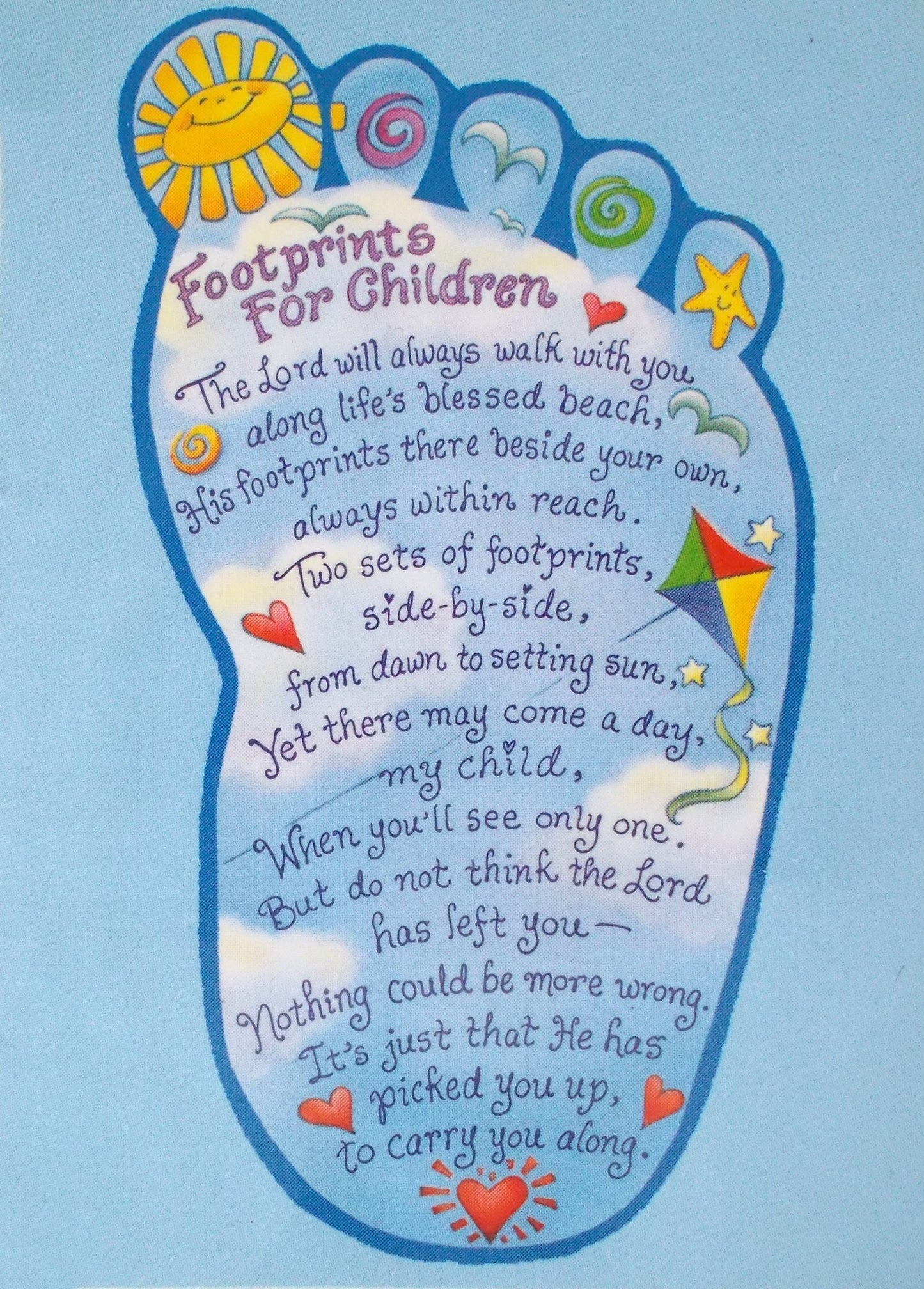 Footprints For Children Coated Cardstock Prayercard