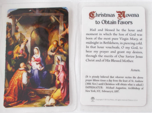 Laminated - Nativity Prayercard - Christmas Novena to Obtain Favors