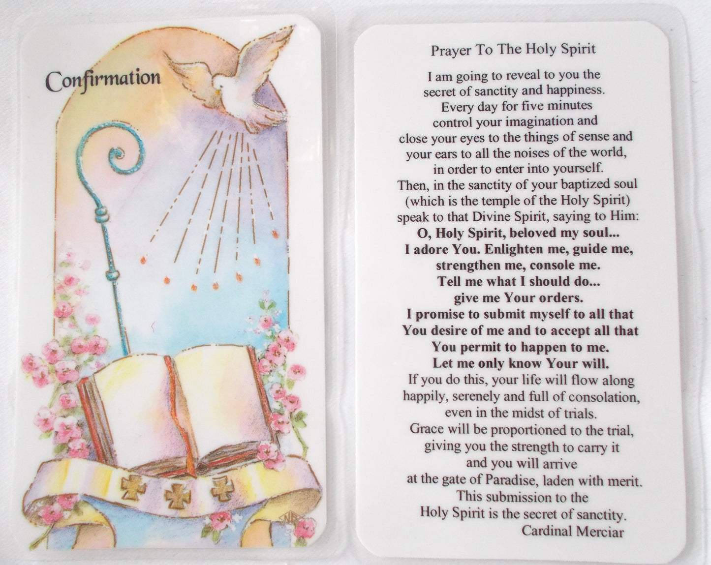 Laminated - Confirmation Prayercard - Prayer to the Holy Spirit