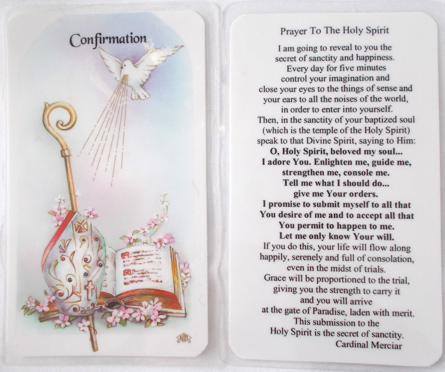 Laminated - Confirmation Prayercard - Prayer to the Holy Spirit