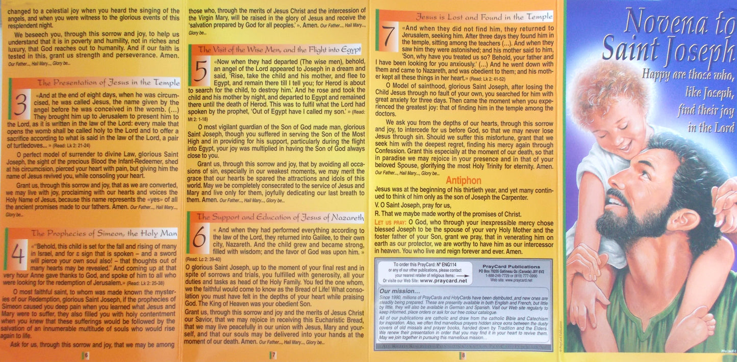 St. Joseph Novena Laminated Pamphlet