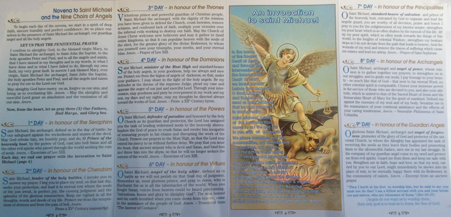 St. Michael Novena & Chaplet Laminated Pamphlet