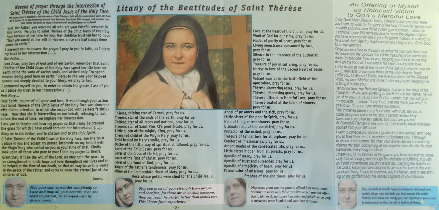 St. Therese Novena Laminated Pamphlet