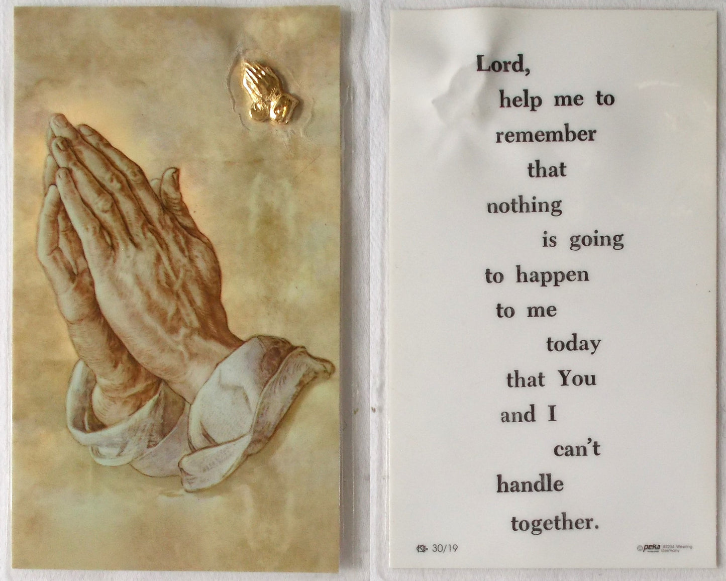 Laminated With Medal - Praying Hands - Lord, Help Me to Remember