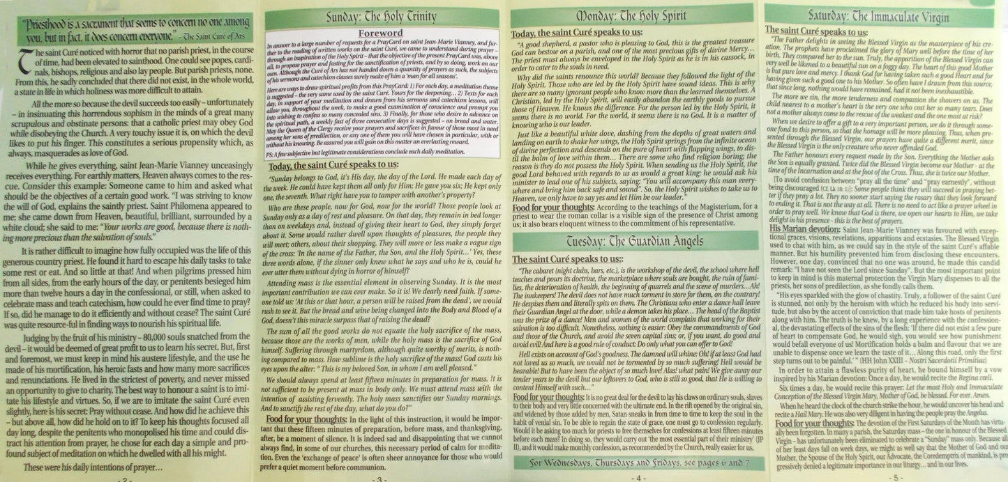 Cure of Ars Novena Laminated Pamphlet