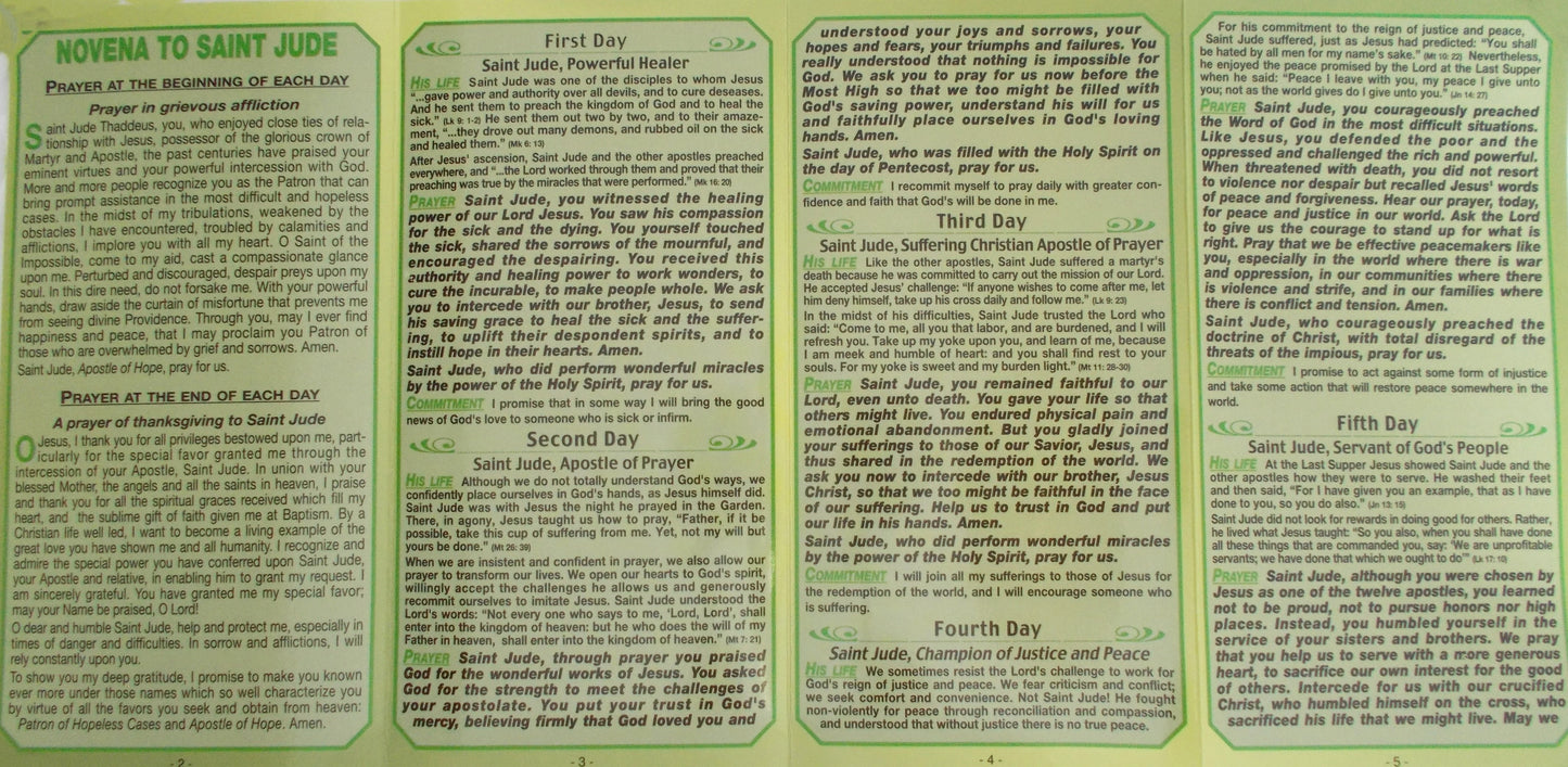 St. Jude Novena Laminated Pamphlet