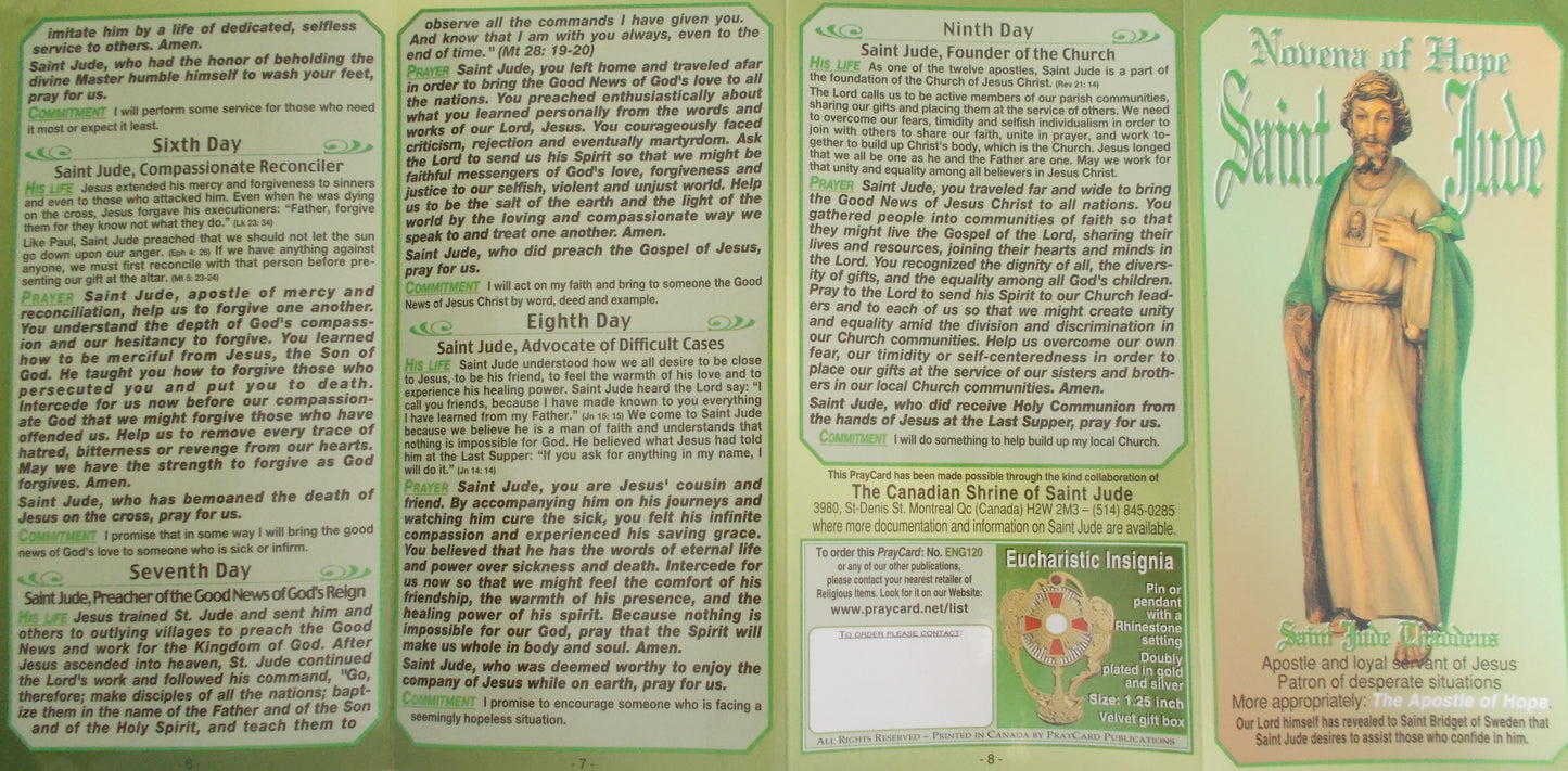 St. Jude Novena Laminated Pamphlet