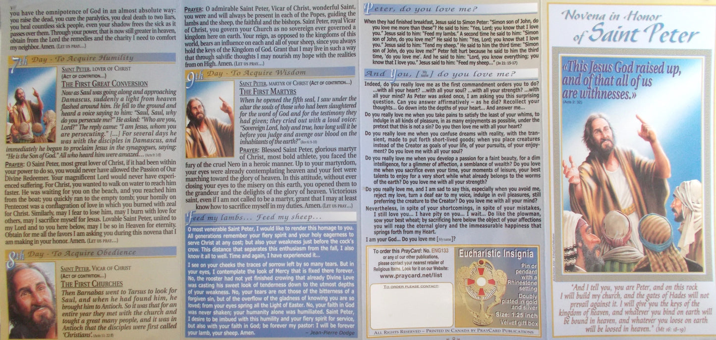 St. Peter Novena Laminated Pamphlet