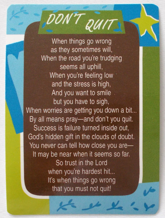 Don't Quit - Coated Cardstock Prayercard