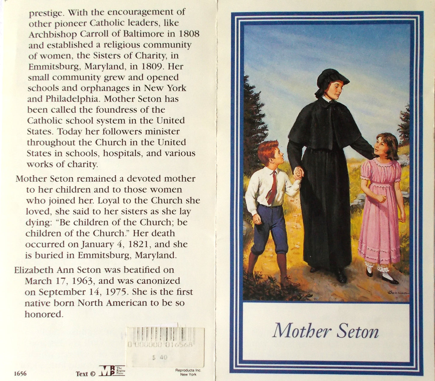 St. Elizabeth Ann Seton Paper Pamphlet