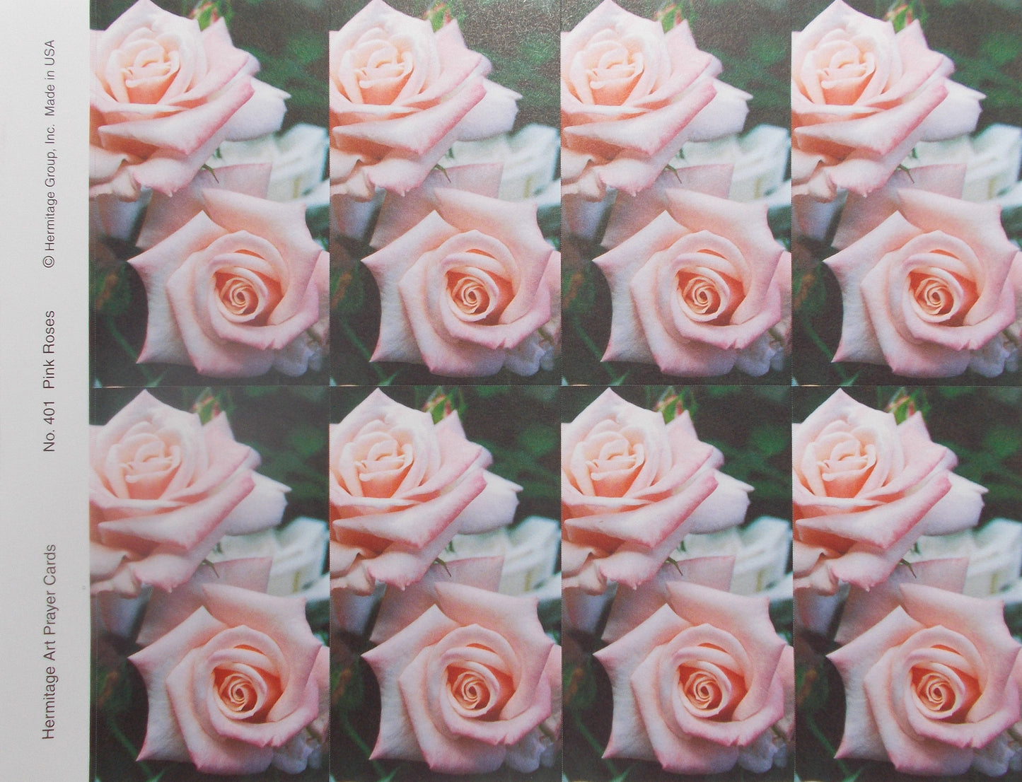 Pink Roses - Hermitage Arts Prayer Cards - Print Your Own - Sheet of 8