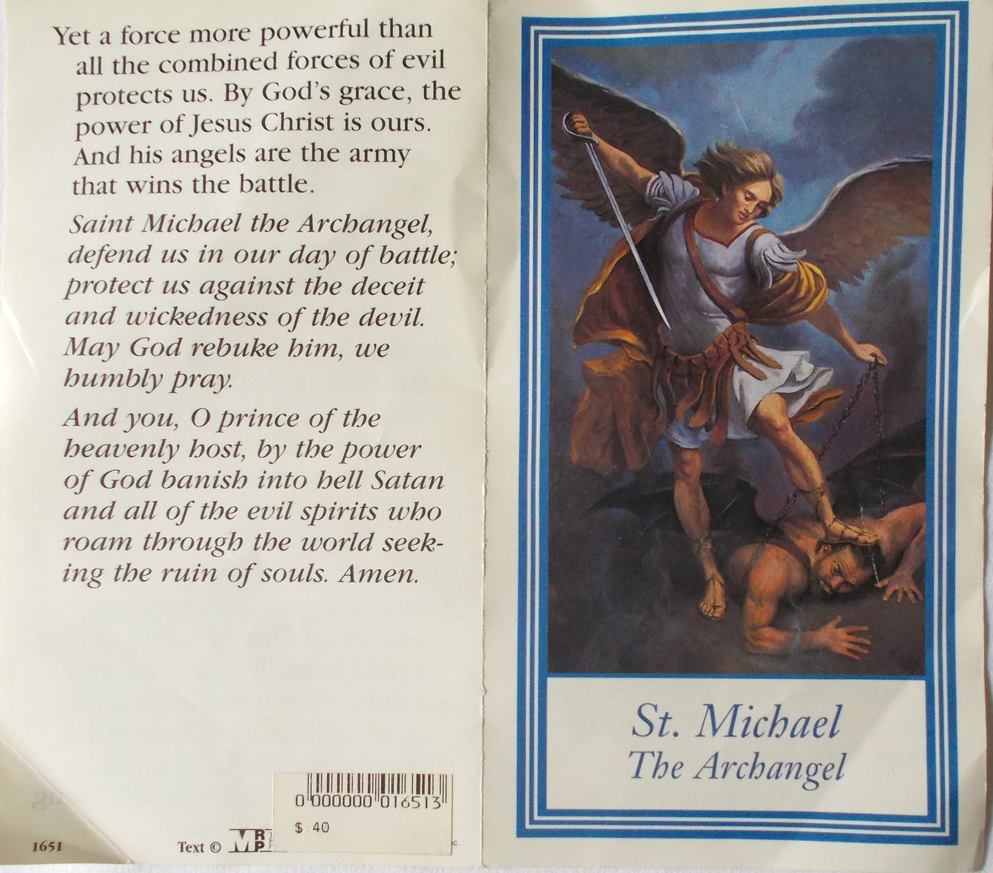 St. Michael the Archangel Paper Pamphlet - Damaged