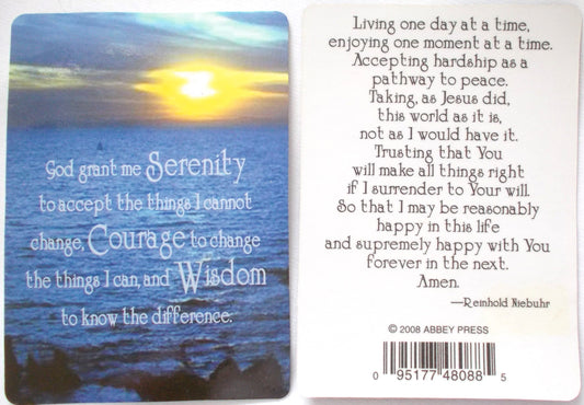 Serenity Prayer - Coated Cardstock Prayercard