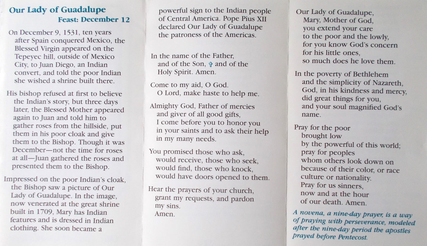 Novena In Honor of Our Lady of Guadalupe - Paper Pamphlet