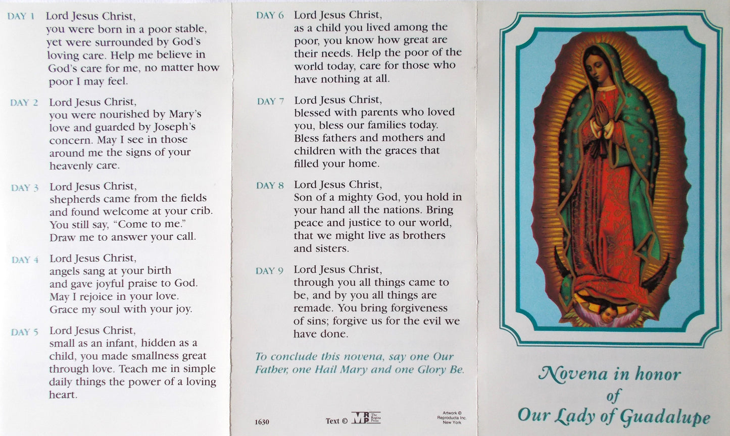 Novena In Honor of Our Lady of Guadalupe - Paper Pamphlet