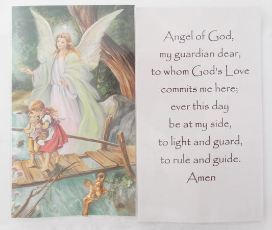 Cardstock - Guardian Angel with Charm - in Plastic Sleeve