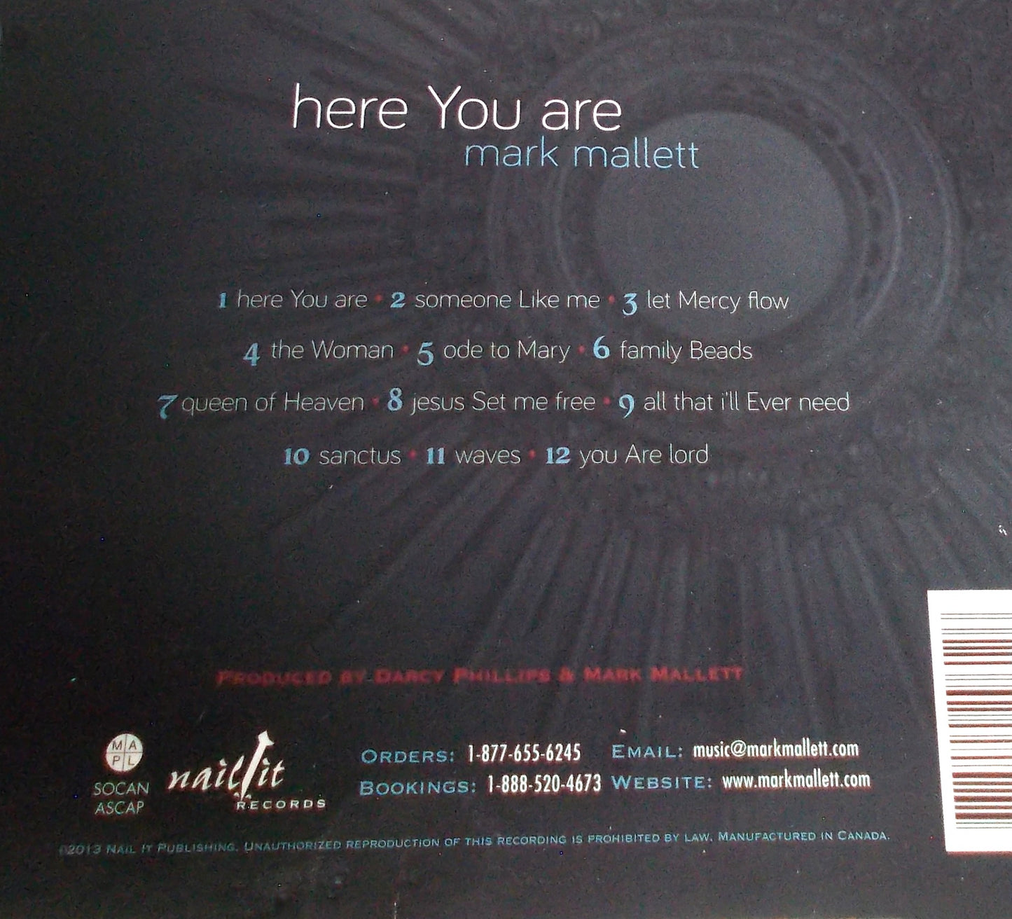 Mark Mallett - Here You Are - Music CD