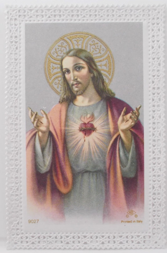 Image - Sacred Heart of Jesus - Paper lace edge - 2 3/4 x 4 1/4