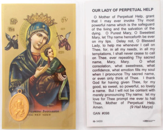 Laminated with Medal - Our Lady of Perpetual Help