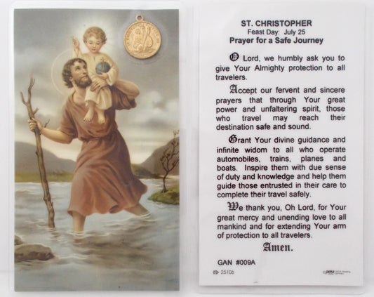 Laminated with Medal - St. Christopher - Prayer for a Safe Journey
