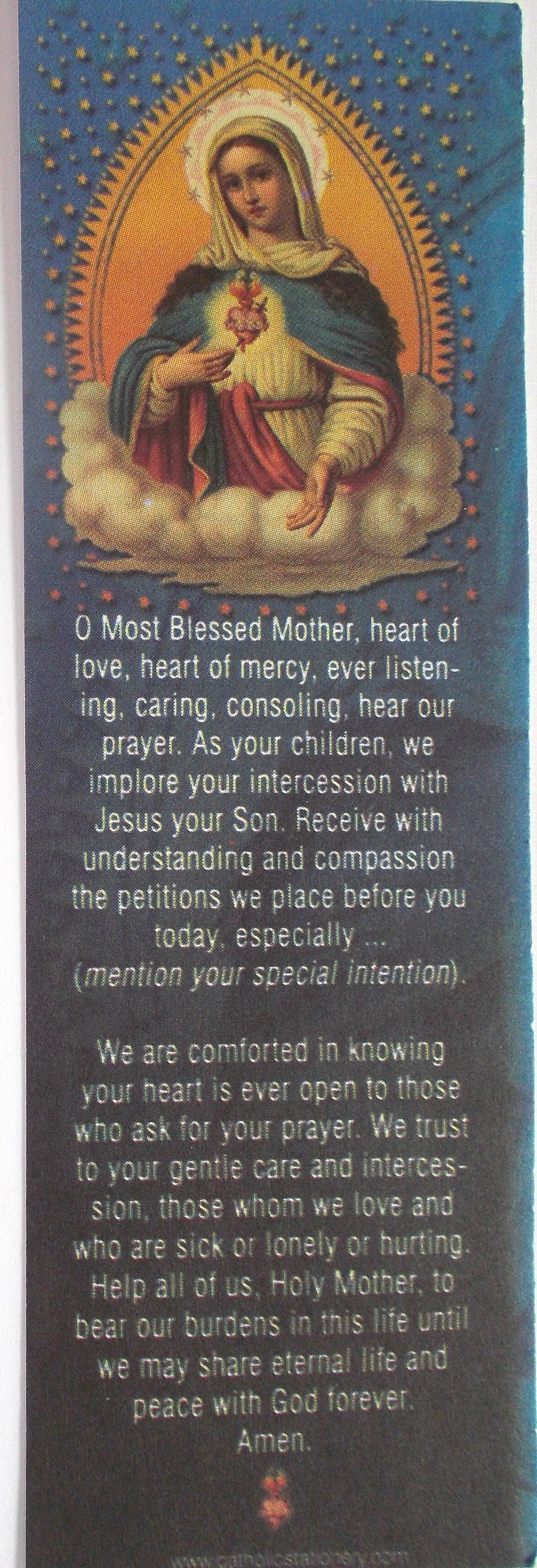 TradeMark NoteCard / BookMark Series - Immaculate Heart of Mary