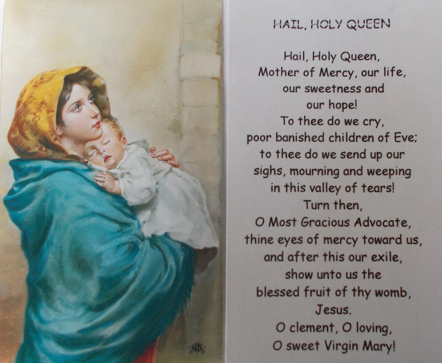 Hail Holy Queen Paper Prayercard with Hope Metal Bookmark