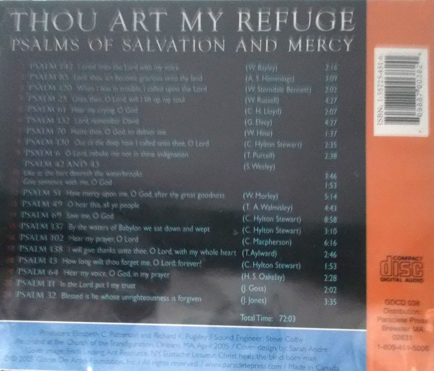 Gloriae Dei Cantores - Thou Art My Refuge : Psalms of Salvation & Mercy - Music CD