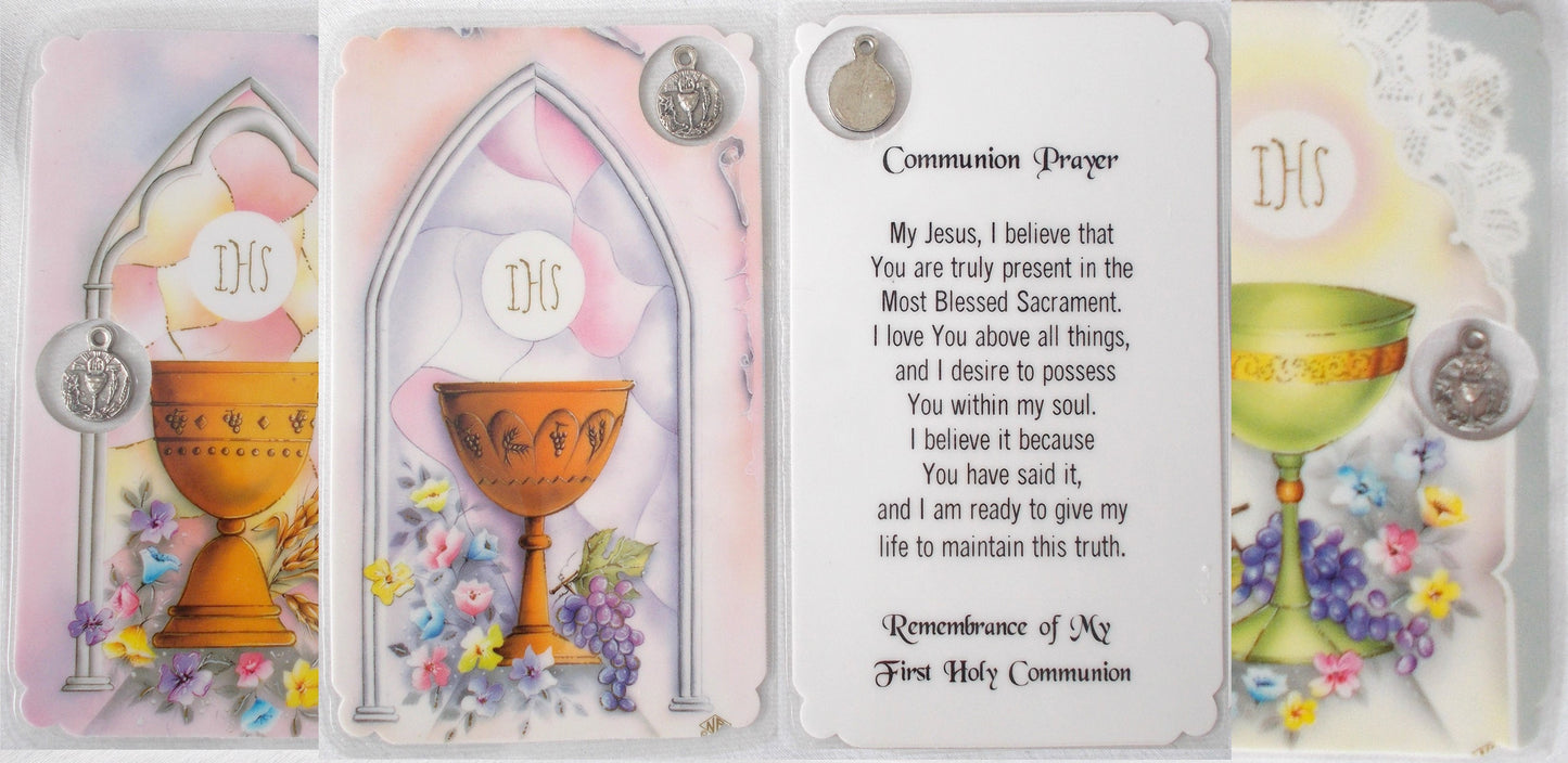Laminated with Medal - First Communion Remembrance