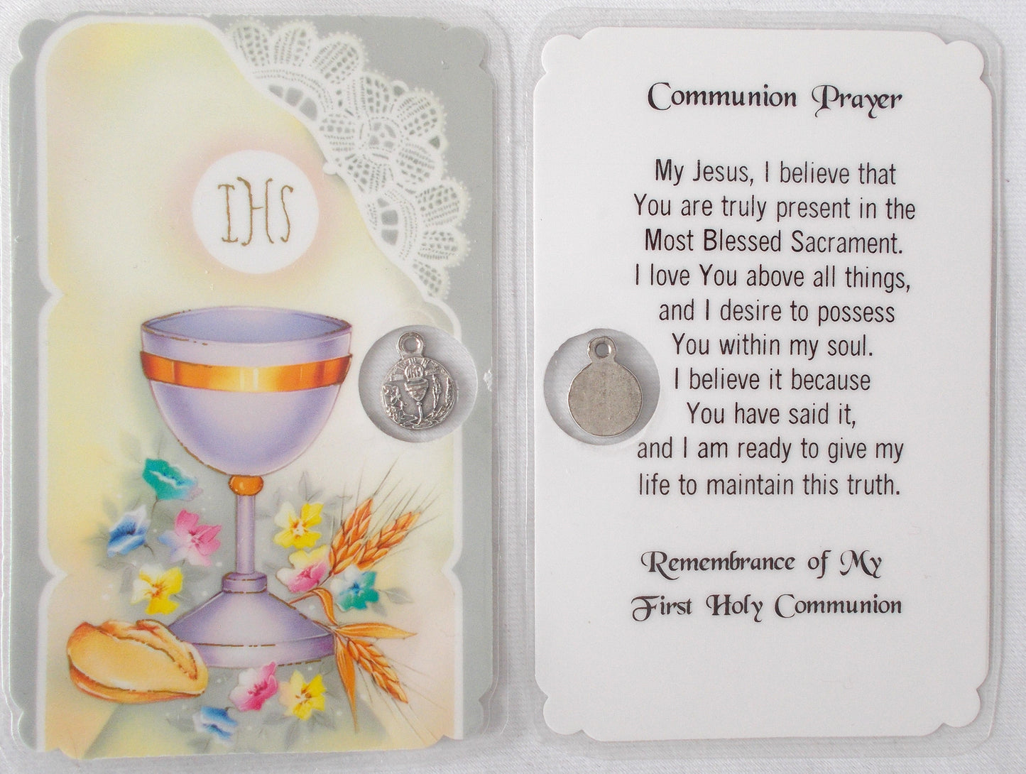 Laminated with Medal - First Communion Remembrance