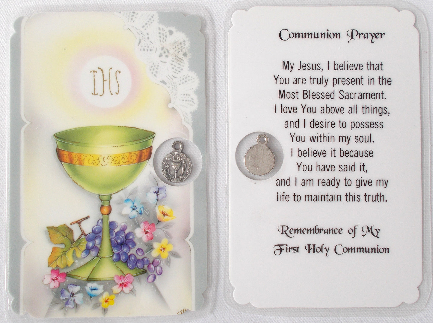 Laminated with Medal - First Communion Remembrance