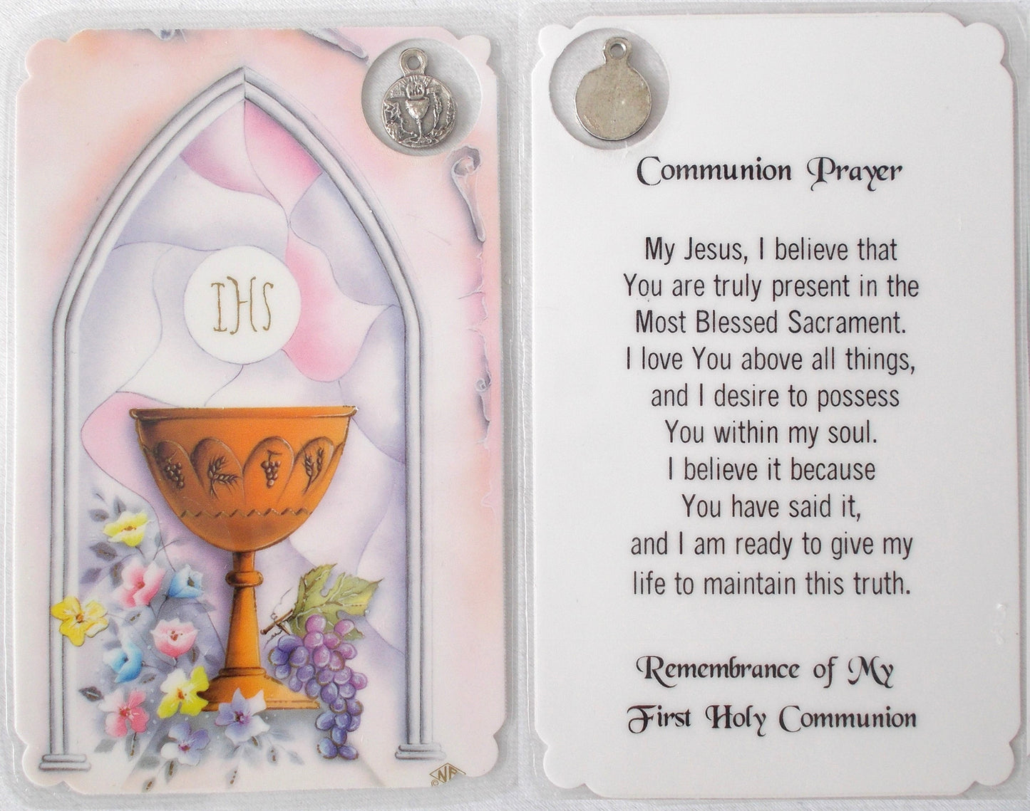 Laminated with Medal - First Communion Remembrance