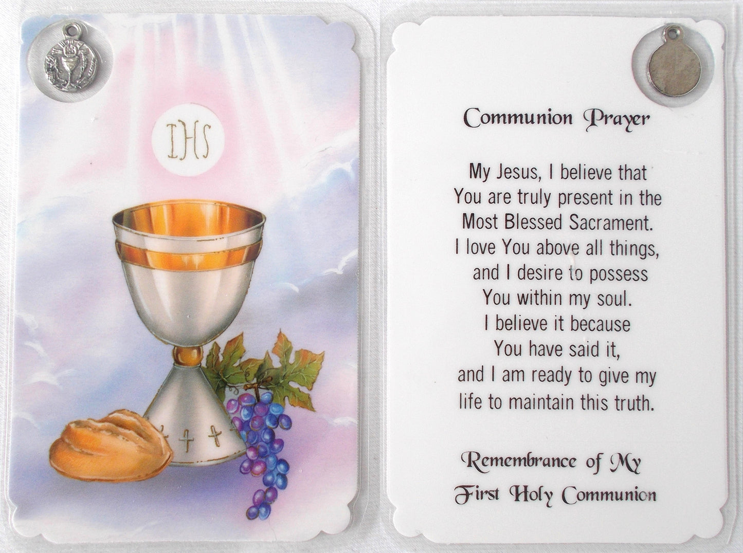 Laminated with Medal - First Communion Remembrance