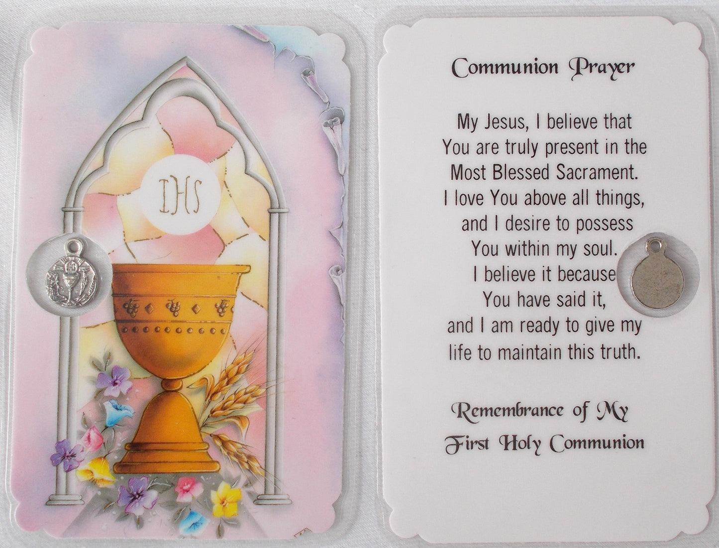 Laminated with Medal - First Communion Remembrance