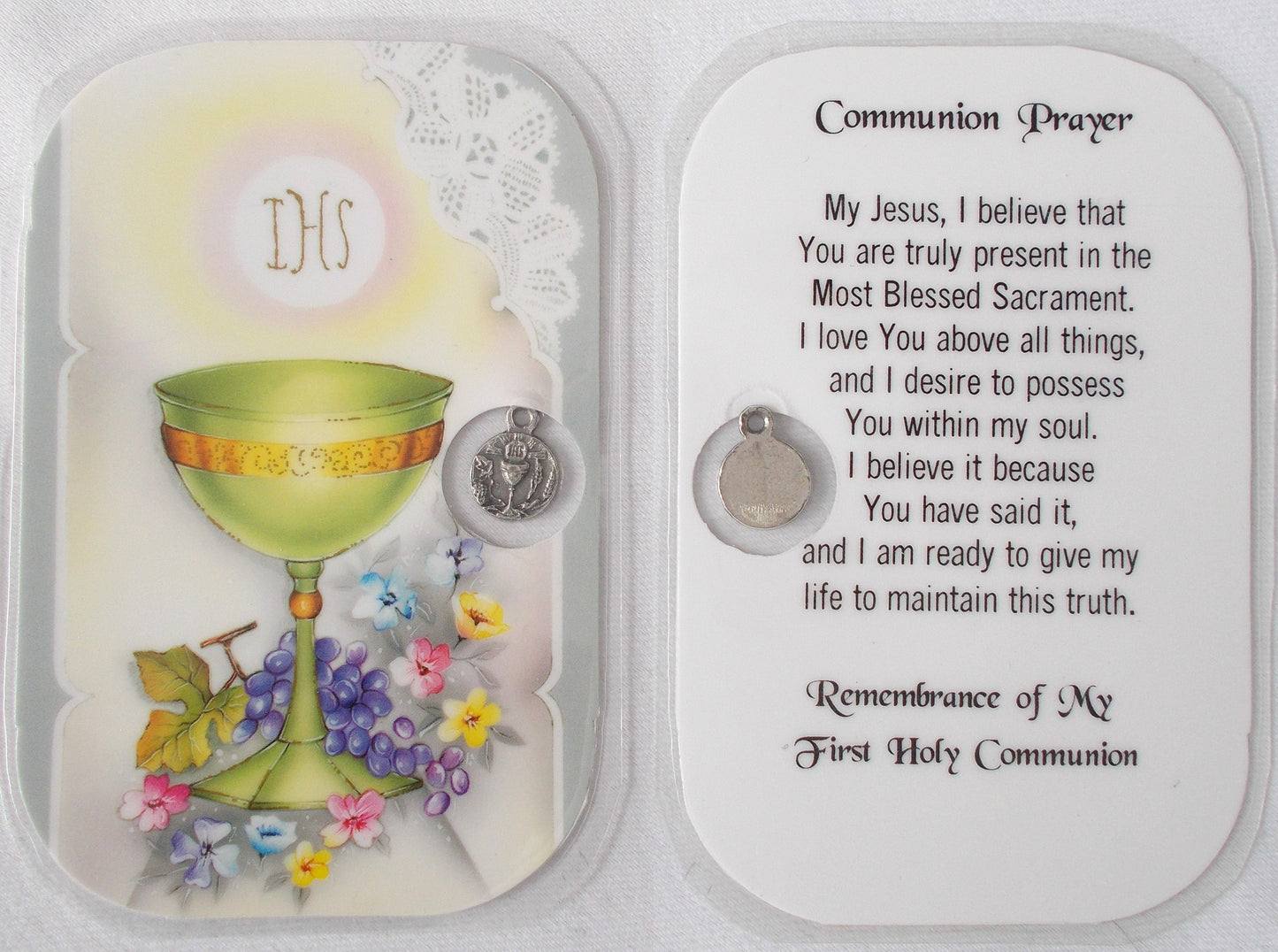 Laminated with Medal - First Communion Remembrance