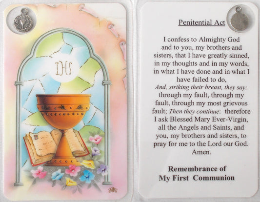 Laminated with Medal - First Communion - Penitential Act