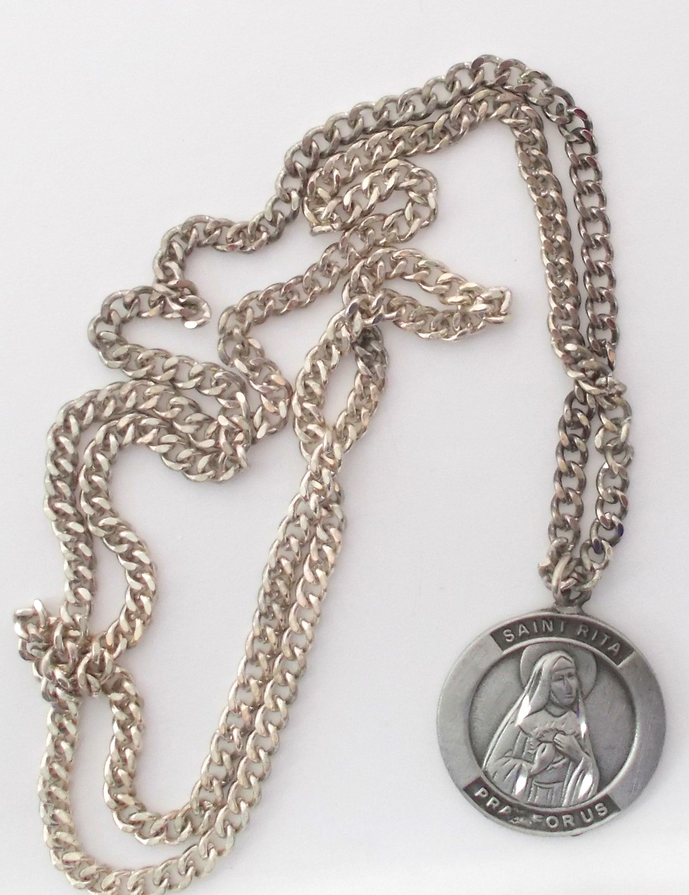 Pewter Medal with Chain & Prayercard - St. Rita