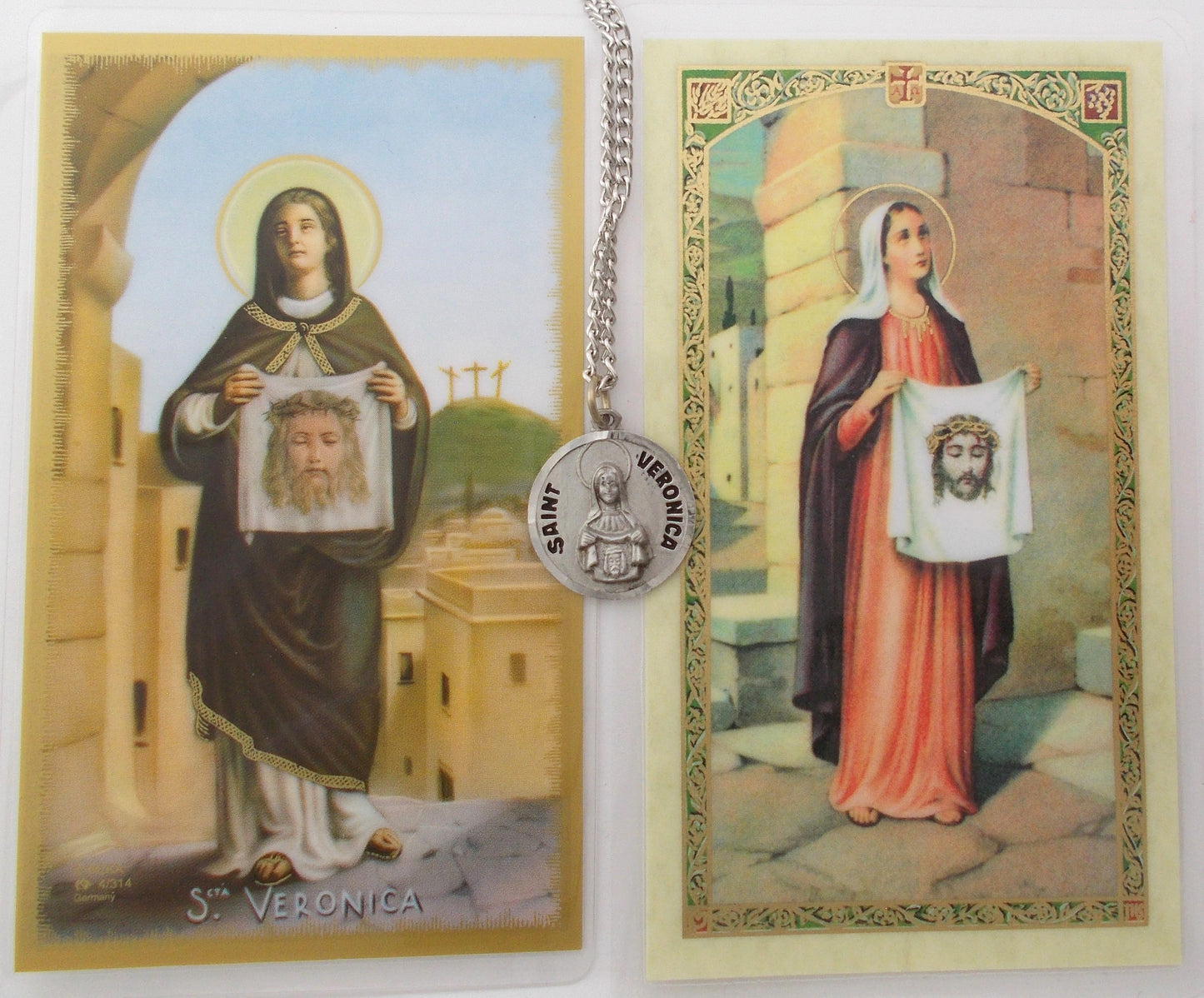 Pewter Medal with Chain & Prayercard - St. Veronica