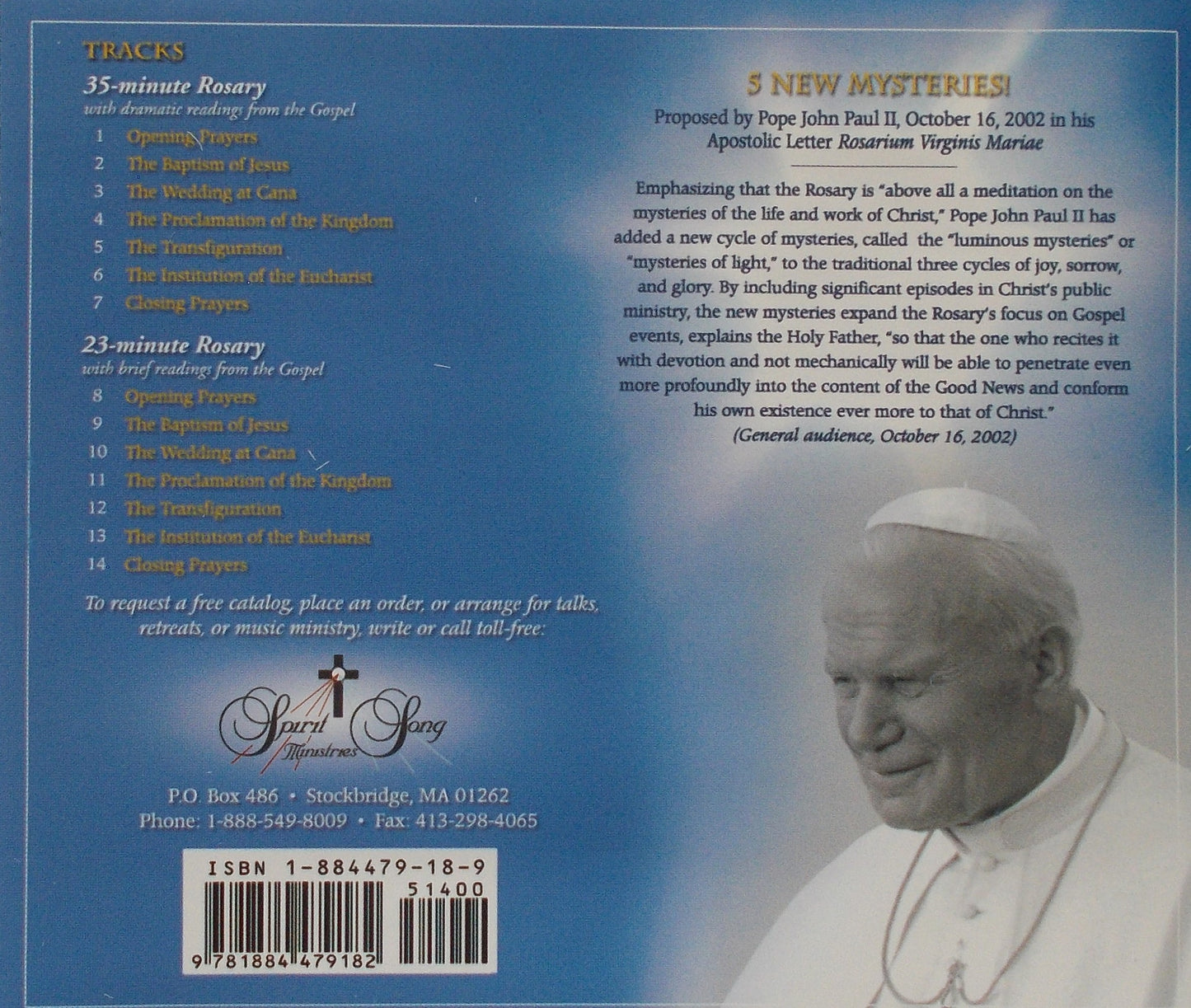 Vinny Flynn - The Rosary of Light - Music CD - Demo - Used