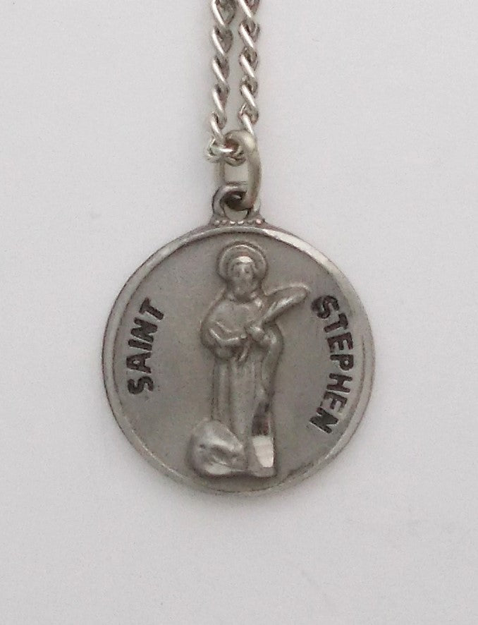 Pewter Medal with Chain & Prayercard - St. Stephen