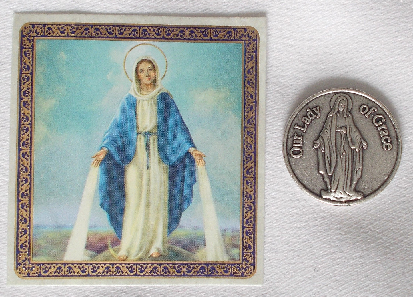 Pocket Token - Our Lady of Grace - with Paper Prayercard in Vinyl Pouch