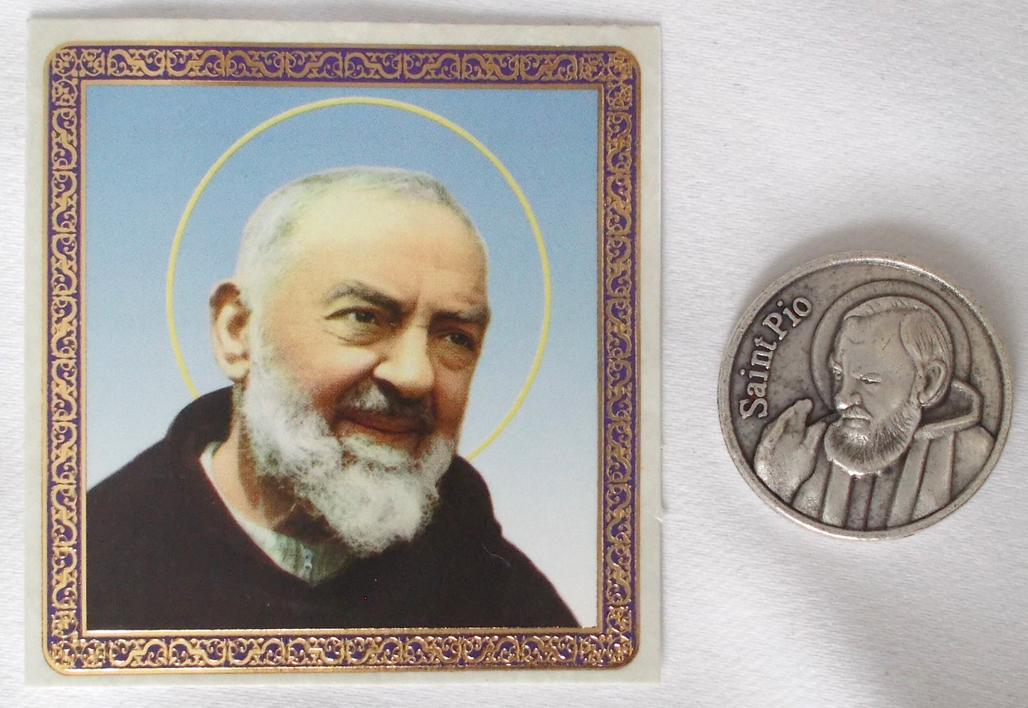 Pocket Token - St. Pio - with Paper Prayercard in Vinyl Pouch